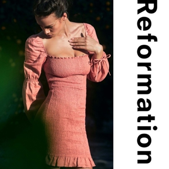 Reformation Hilary Dress in Salmon - Picture 2 of 10